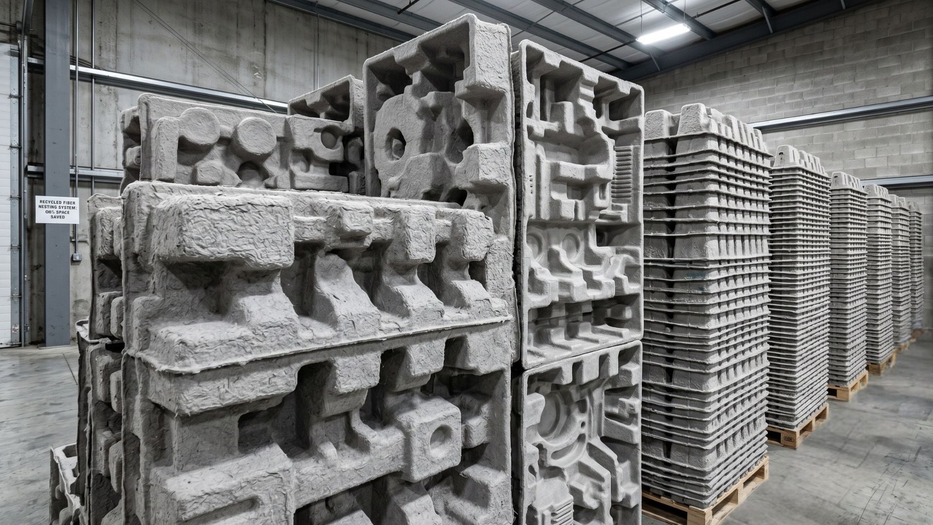 Neatly nested molded pulp packaging