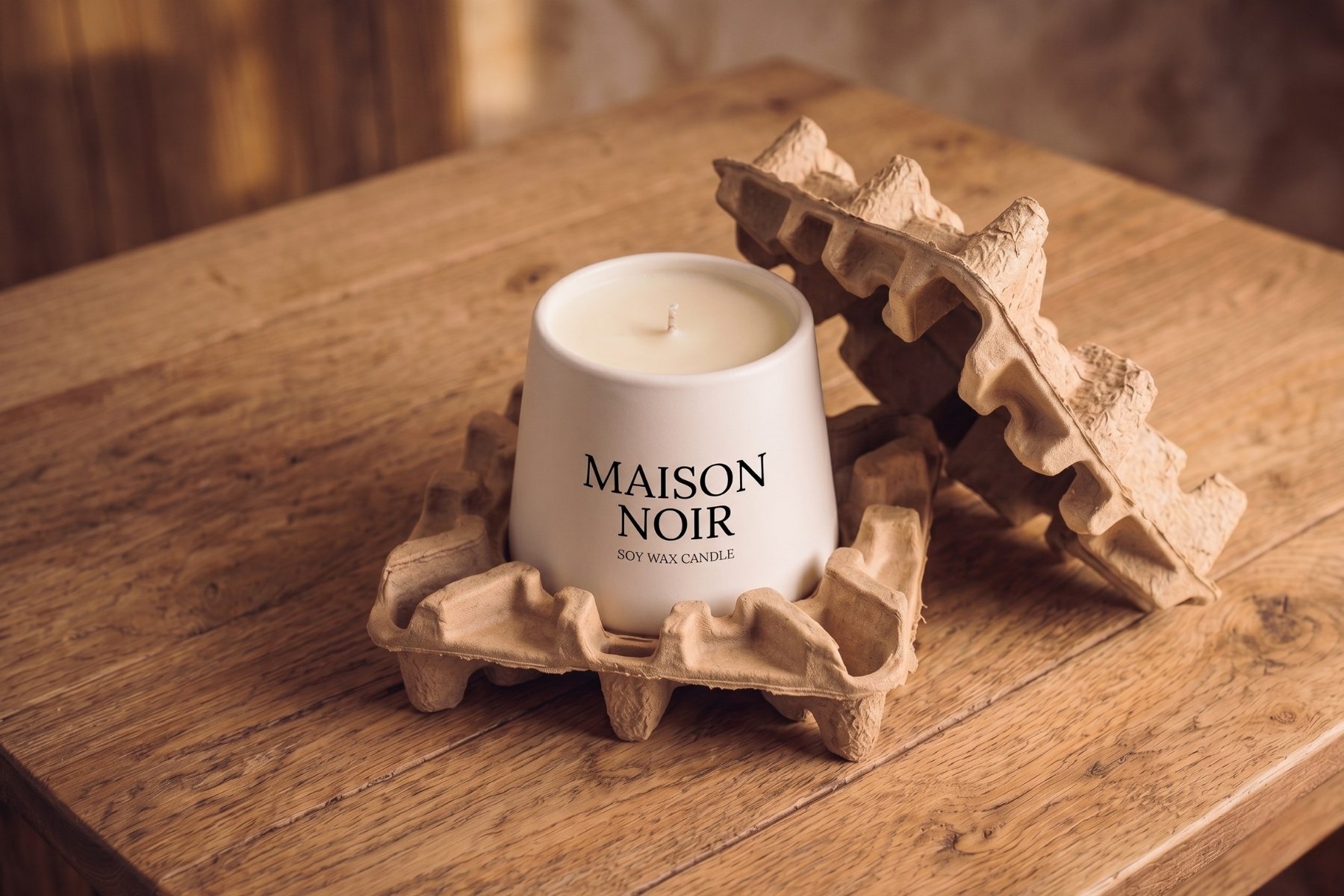 Maison Noir luxury candle pulp packaging