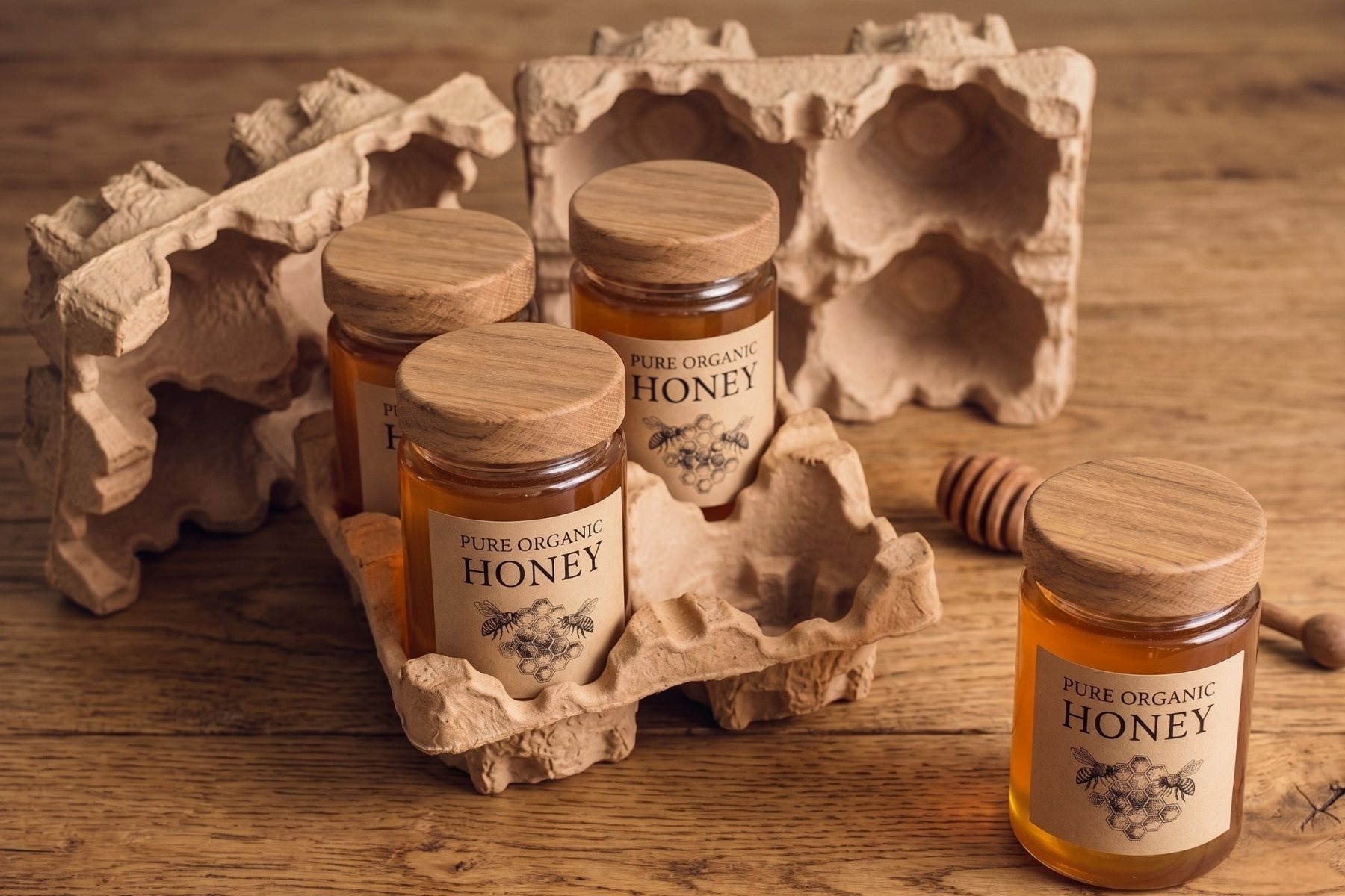 Pure organic honey pulp packaging hero shot