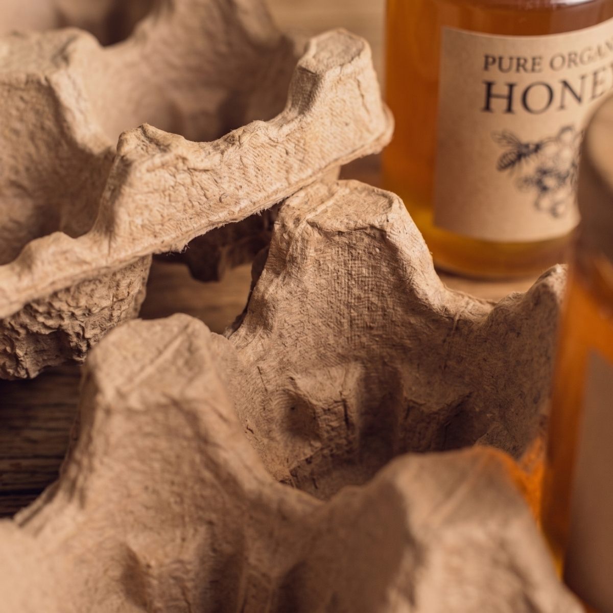 Honey jars close-up